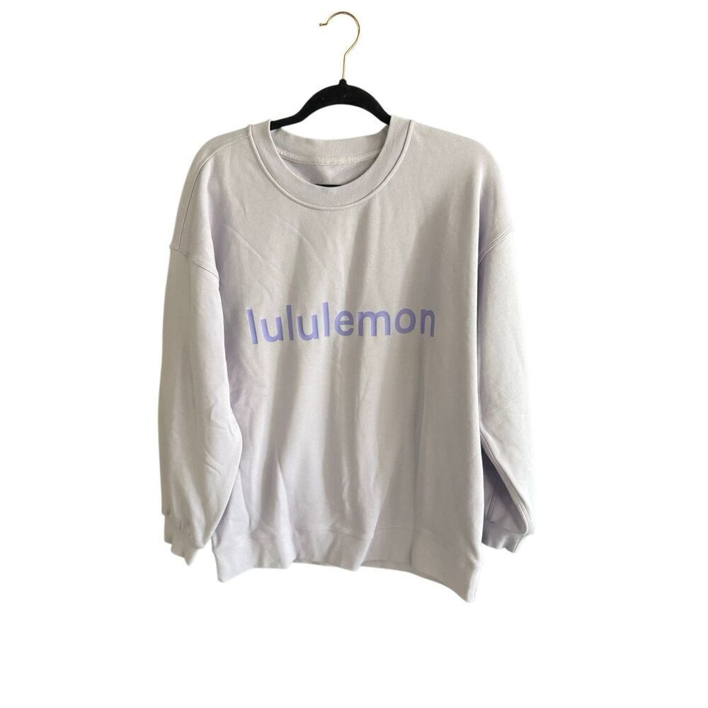 Lululemon Womens Light Gray Perfectly Oversized Crew Graphic Sweatshirt Size XL